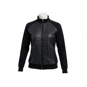 Champion Women Black Quilted Puffer Track Jacket Full Zip Athletic Casual M M‎